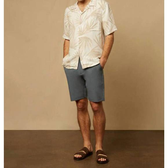 NEW ONIA air linen convertible camp shirt in sand / white - Picture 4 of 7